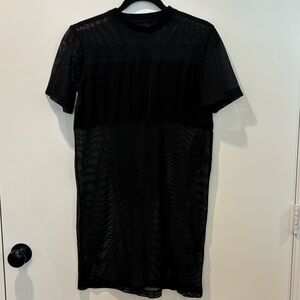 Black Fishnet Mesh Sheer Mini Dress/Tunic Size Small (Streetwear/Club/Goth/Y2K)
